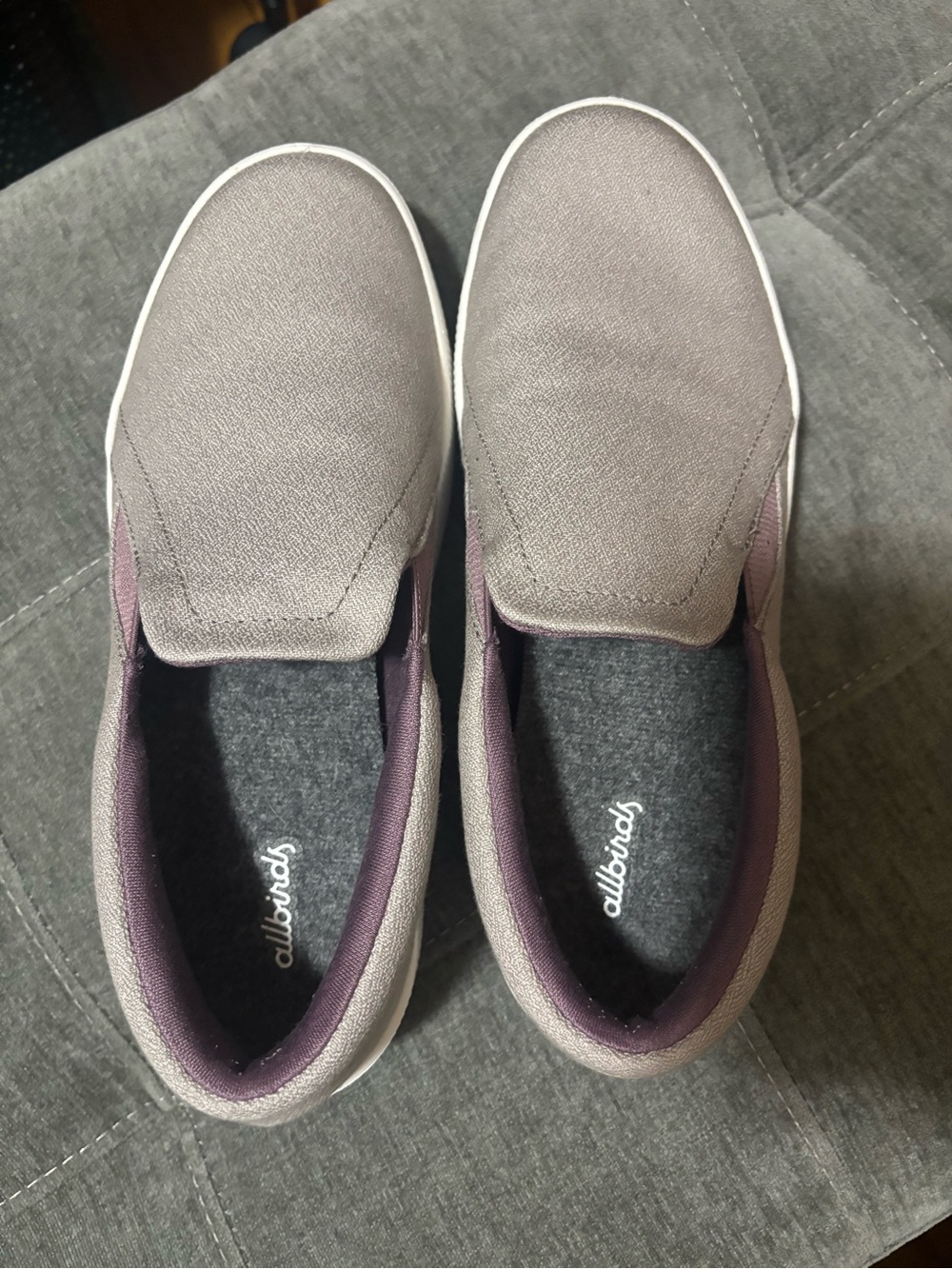 allbirds Slip-On Shoe in Gray with Purple Interior